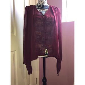 Burgundy button up blouse